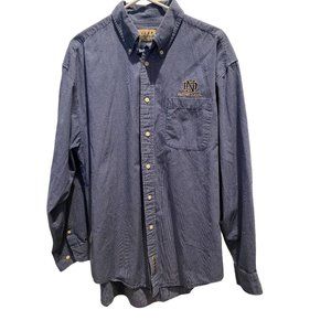 Vesi Sportswear Notre Dame Dress Shirt, Long Sleeve Large Blue White‎ Button